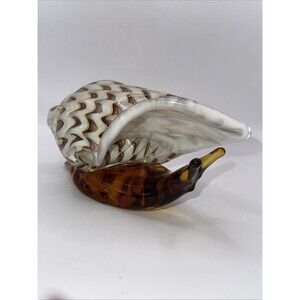 Vintage Murano Style Seashell Figurine with Glass Snail 8”